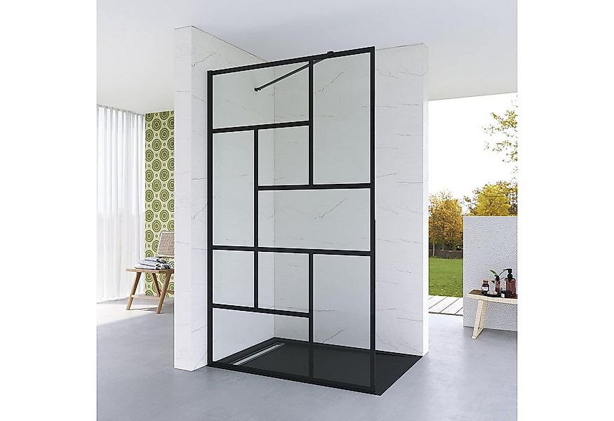 AQUABATOS Duschwand Duschwand Glas Schwarz für Dusche Walk-In Duschen 100x2 günstig online kaufen