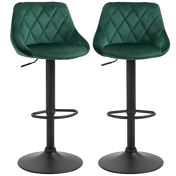 HOMCOM Set 2 Barhocker, Höhenverstellbar mit Metallbasis und Samtsitz, Mode günstig online kaufen