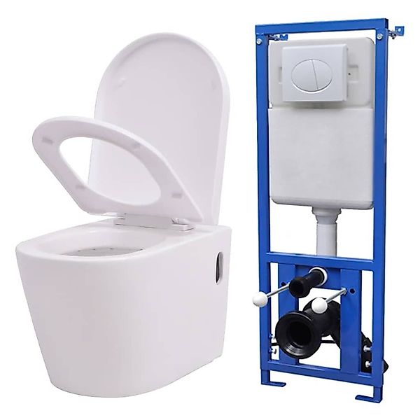 vidaXL Tiefspül-WC Hänge-Toilette mit Einbau-Spülkasten Keramik günstig online kaufen