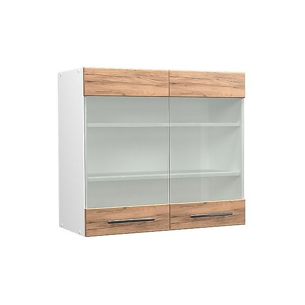 Vicco Küchenglasschrank Fame-Line Glashängeschrank Goldkraft Eiche/Weiß 80 günstig online kaufen