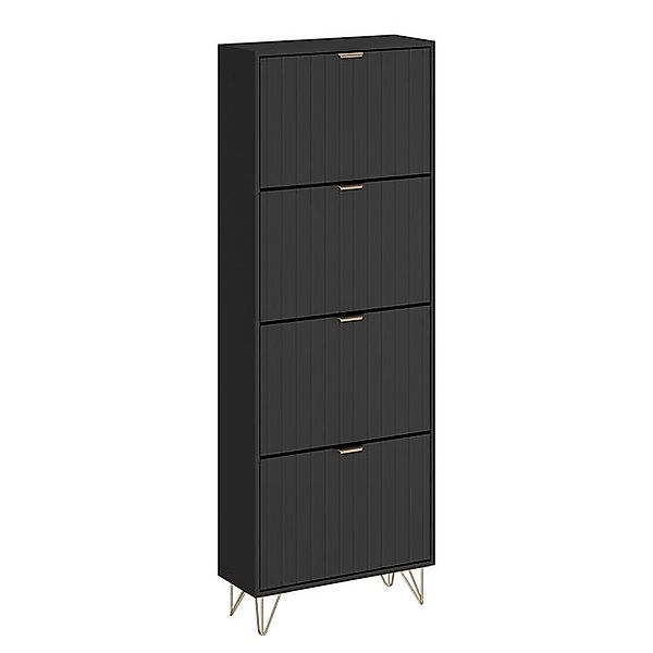 Vicco Schuhschrank Helge, Schwarz, 60 x 166.7 cm 4 Fächer günstig online kaufen