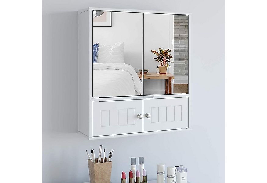 HOMECHO Badezimmerspiegelschrank Hängeschrank Weiß Badschrank mit Ablage günstig online kaufen