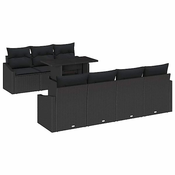 vidaXL 8-Teiliges Garten-Sofa-Set mit Kissen in Schwarz aus Poly Rattan 335 günstig online kaufen