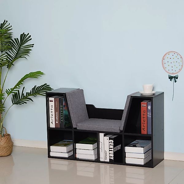 HOMCOM Bücherregal mit Sitzhocker Sitzbank Sitzbänke & -truhen mit 6 Staurä günstig online kaufen