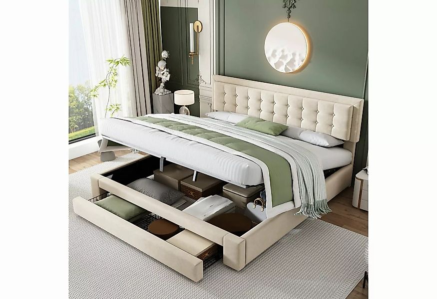 WISHDOR Polsterbett Doppelbett Polsterbett Bett mit Lattenrost (180x200 cm günstig online kaufen