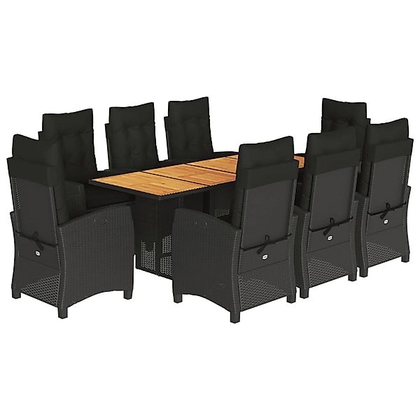 vidaXL 9-Tlg Garten-Essgruppe mit Kissen Schwarz Poly Rattan 3212708 günstig online kaufen