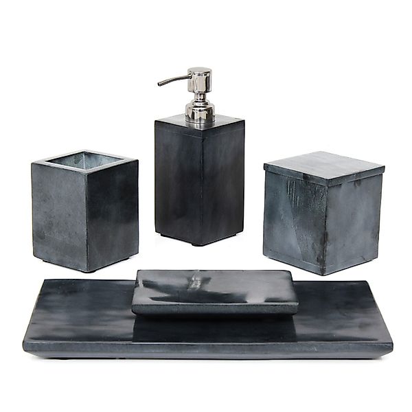 houseproud Badaccessoire-Set Cubic Dark 5 Teile günstig online kaufen