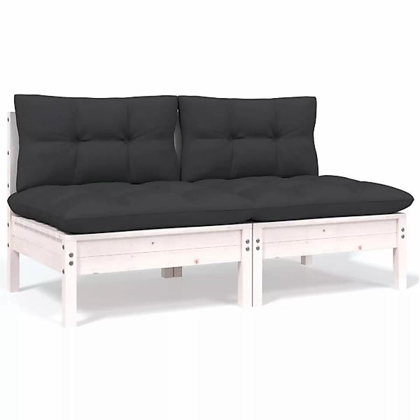 2-sitzer-gartensofa Mit Kissen Weiß Massivholz Kiefer günstig online kaufen