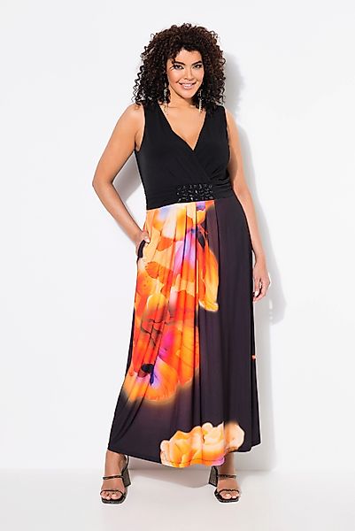 Ulla Popken Cocktailkleid Maxikleid XL-Blüten A-Linie günstig online kaufen