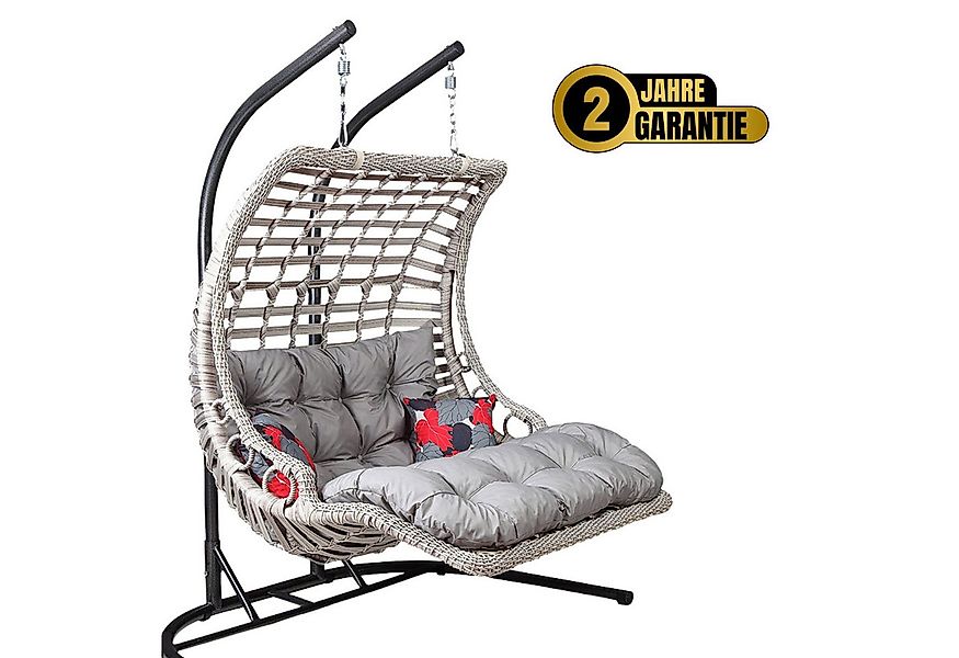 gowoll Hängesessel mit Gestell und Kissen Rattan Gartenschaukel Bodrum Doub günstig online kaufen