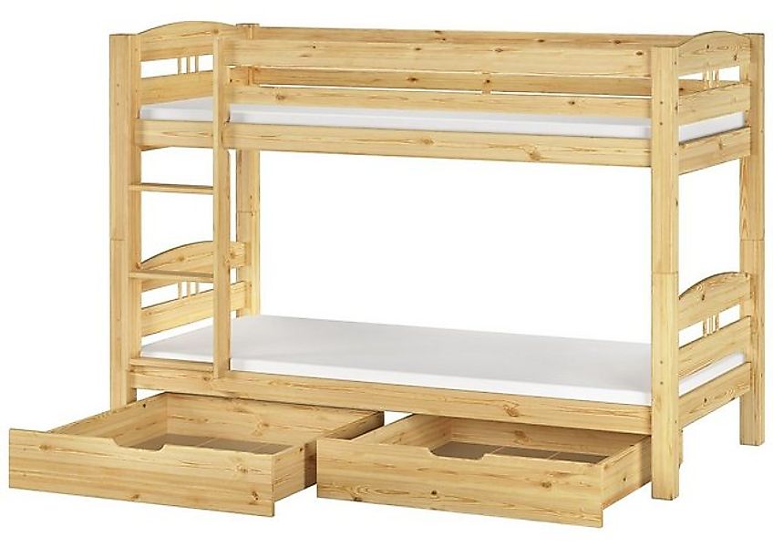 ERST-HOLZ Etagenbett Kinderetagenbett 90 x 200 Kiefer Massiv Stockbett Hoch günstig online kaufen