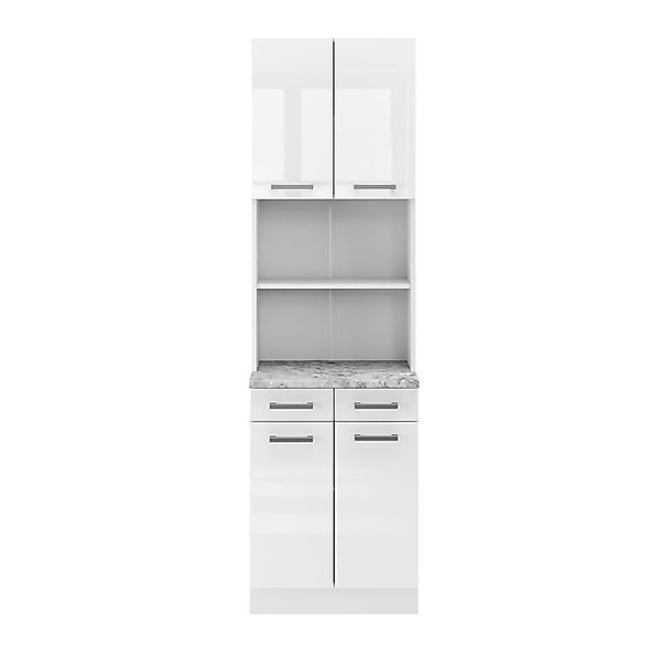 Vicco R-Line Küchenblock Weiß Hochglanz 60 cm AP Marmor günstig online kaufen