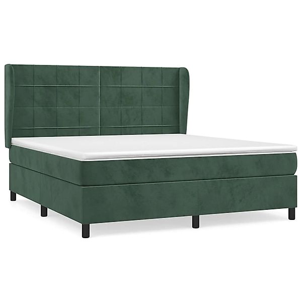 vidaXL Boxspringbett mit Matratze Dunkelgrün 180x200 cm Samt 3129228 günstig online kaufen