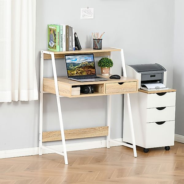 HOMCOM Schreibtisch Bücherregal Computertisch Bürotisch mit Schublade und R günstig online kaufen