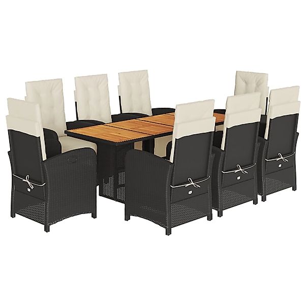 vidaXL 9-Tlg Garten-Essgruppe mit Kissen Schwarz Poly Rattan 3212503 günstig online kaufen