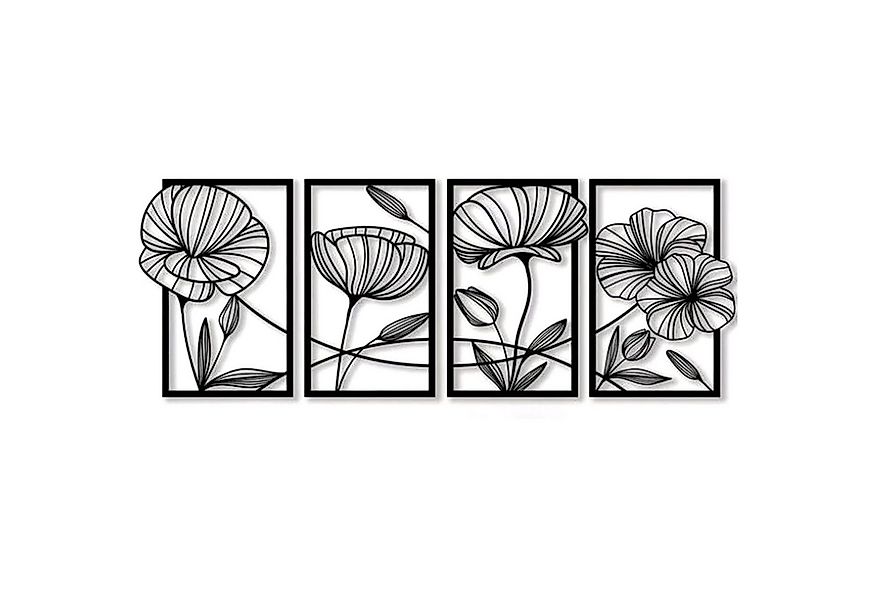 NUODWELL Wanddekoobjekt 4 Stück Metall Lotusblume Wanddekoration, Abstrakte günstig online kaufen