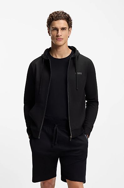 BOSS Kapuzensweatjacke "Authentic" aus Baumwoll-Terry mit kontrastfarbenem günstig online kaufen