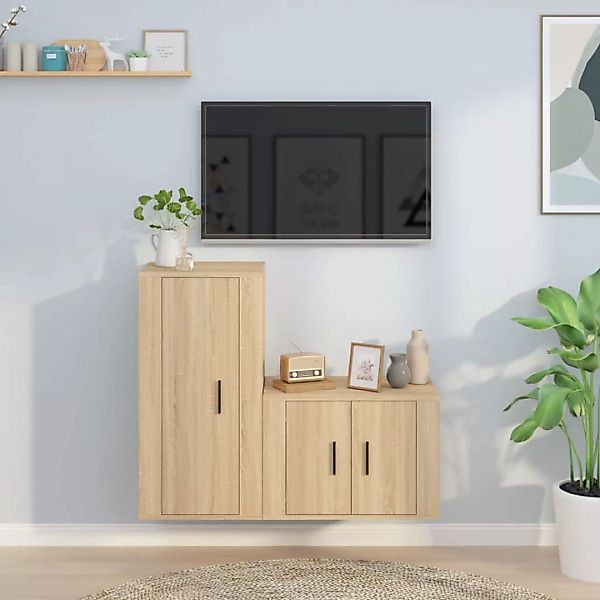 Vidaxl 2-tlg. Tv-schrank-set Sonoma-eiche Holzwerkstoff günstig online kaufen