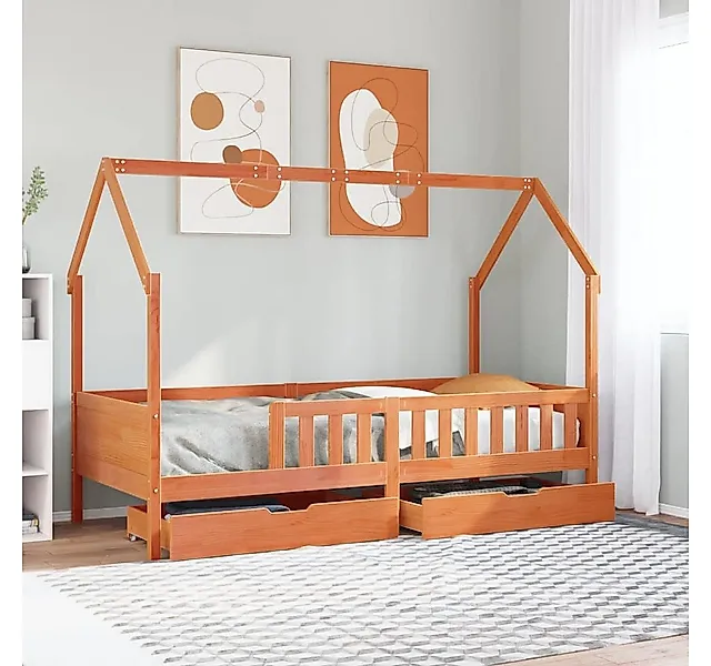 vidaXL Bett, Kinderbett mit Schubladen 90x200 cm Massivholz Kiefer günstig online kaufen