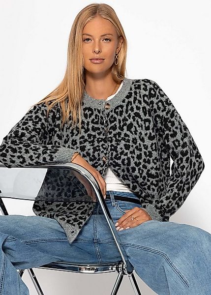 SASSYCLASSY Cardigan Oversize Strickjacke Damen mit Leo-Muster Cardigan mit günstig online kaufen
