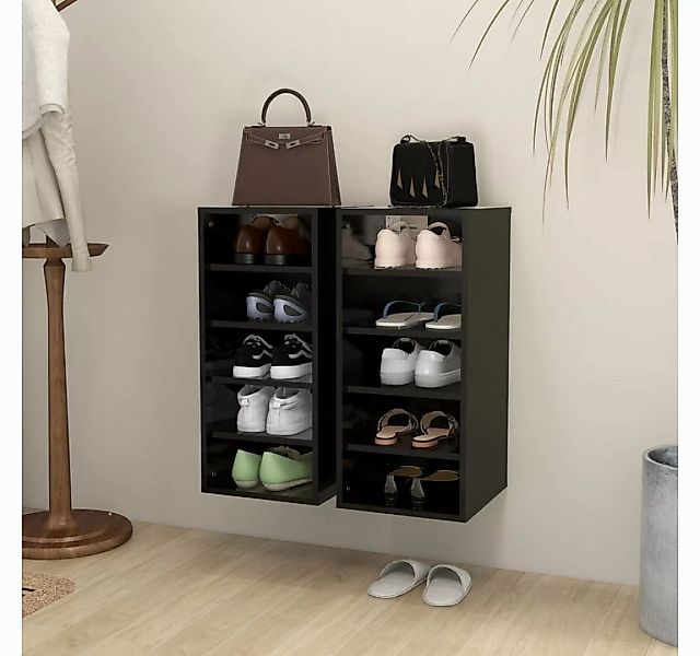 vidaXL Schuhschrank Schuhschränke 2 Stk Schwarz 31,5x35x70 cm Spanplatte günstig online kaufen