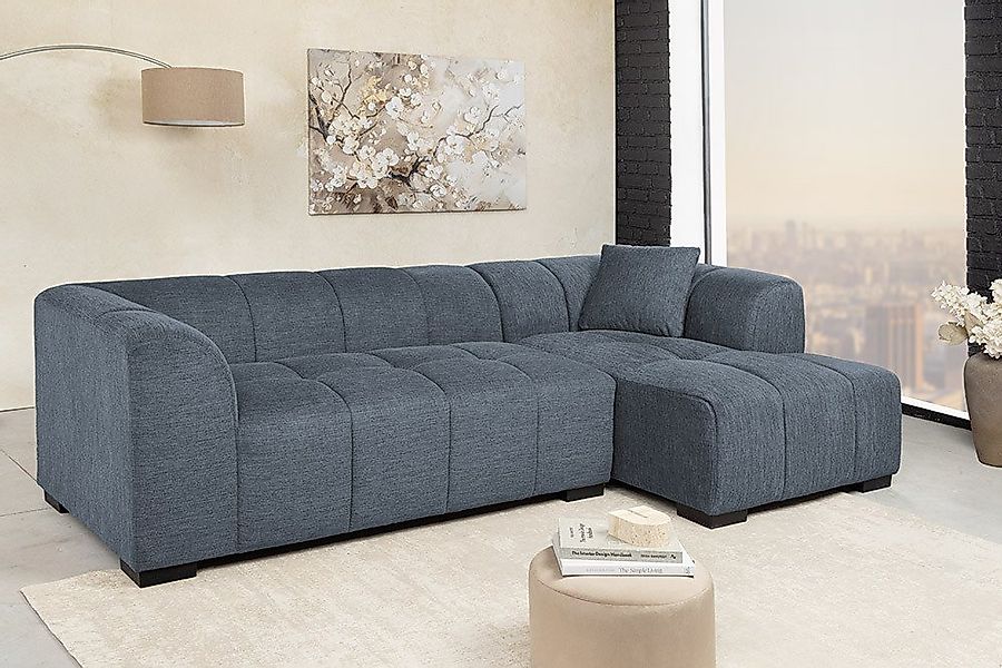 riess-ambiente Ecksofa CITY 240cm blau Strukturstoff - inkl. Kissen, Rundum günstig online kaufen