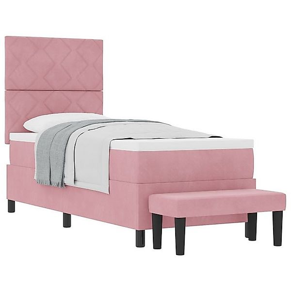 vidaXL Bett Boxspringbett mit Matratze & Bank Rosa 80x200 cm Samt (2-tlg) günstig online kaufen
