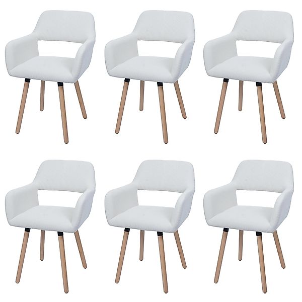 MCW Esszimmerstuhl A50 II 6er-Set Creme-Weiß Stoff/Textil Cord 400g/m² günstig online kaufen
