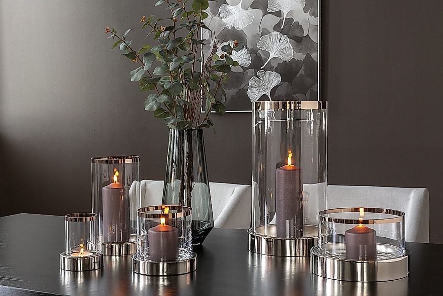 Fink Windlicht "EMPIRE", (1 St.), Kerzenhalter, Dekoglas mit Platinumauflag günstig online kaufen