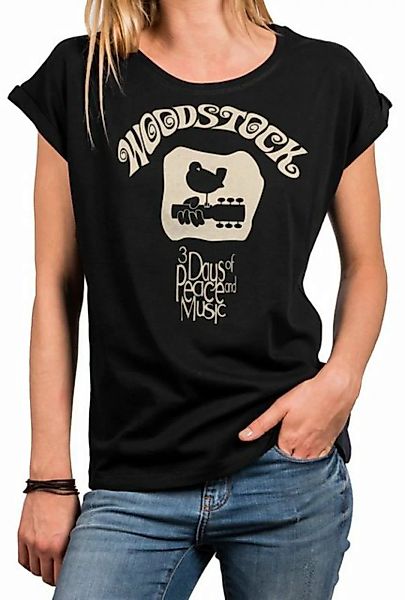 MAKAYA Print-Shirt Damen Oversize Top mit Aufdruck-Woodstock Logo Musik Mot günstig online kaufen
