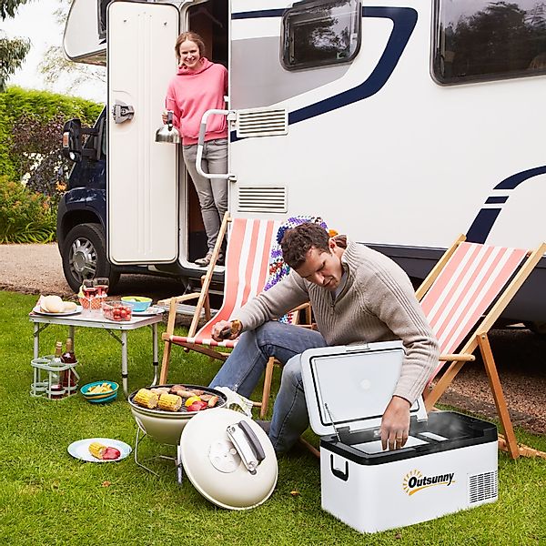 Outsunny Elektrische Tragbare Kühlbox 18L 12/24V bis -20℃ Kühlschrank und G günstig online kaufen