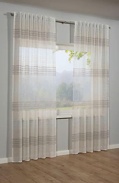 Sehlbach Gardine »Schal Webstreifen« Schlaufen 1 Stk. tlg. mit Gardinenband günstig online kaufen