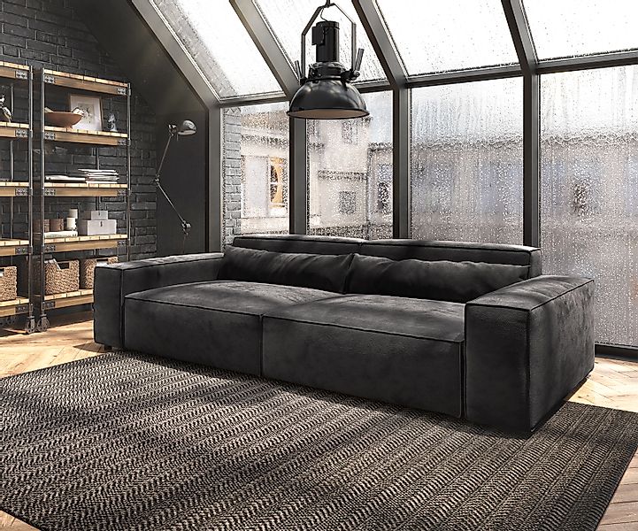 Big-Sofa Sirpio XL 270x130 cm Mikrofaser Schwarz günstig online kaufen