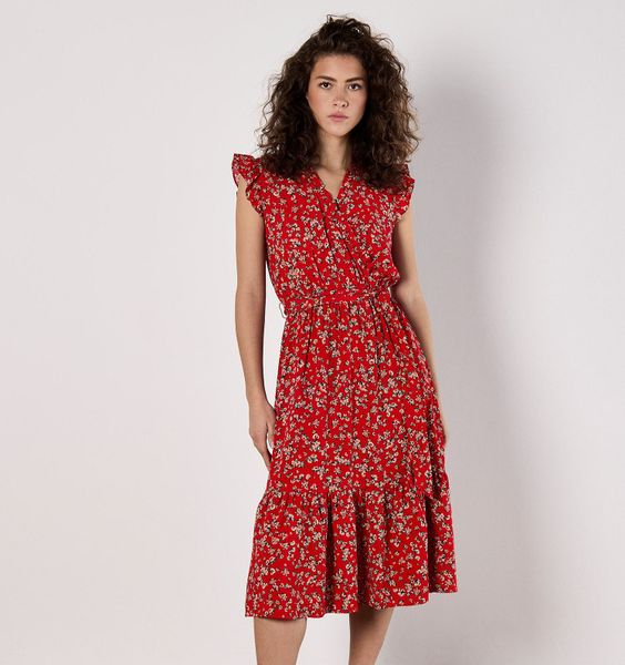 Apricot Druckkleid Geblümtes Bardot-Maxikleid (2-tlg., Stoffgürtel) günstig online kaufen