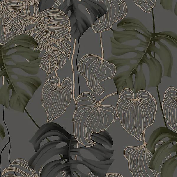 WOW Vliestapete »Paradiso« botanisch geprägt Grau/Grün - 1005x52 cm günstig online kaufen