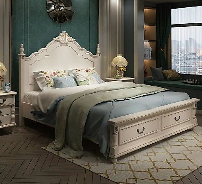 JVmoebel Bett, Luxus Bett Design Doppel Hotel Betten Königliches Barock Hol günstig online kaufen