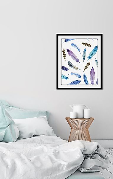 queence Bild »Tatti«, Federn-Kunst, HD Premium Poster-Druck inkl. Holzrahme günstig online kaufen