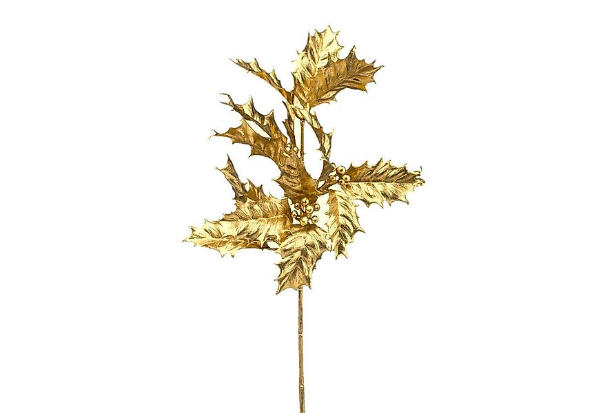 Kunstzweig Künstlicher Ilexzweig ca 44cm. Christdorn, Stechpalme, metallic günstig online kaufen