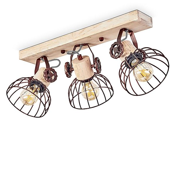 hofstein Deckenleuchte »Cotes« Deckenlampe, Holz/Metall, Natur/Rostfarbene günstig online kaufen