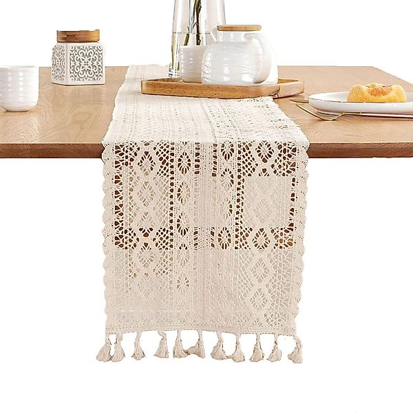 Kaket Tischläufer Boho Deko, Tischläufer Beige günstig online kaufen