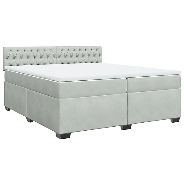 vidaXL Boxspringbett mit Matratze Hellgrau 200x200 cm Samt 3288708 günstig online kaufen