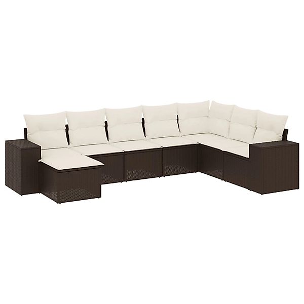 vidaXL 8-Tlg Garten-Sofagarnitur mit Kissen Braun Poly Rattan 3222962 günstig online kaufen