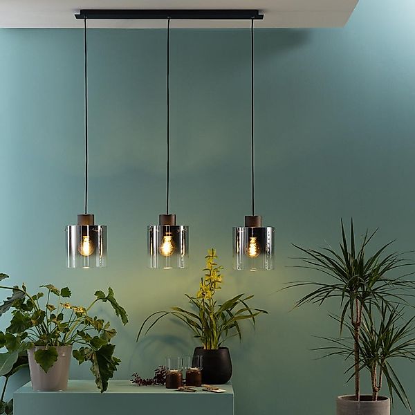 Brilliant Pendelleuchte »Beth« E27 1 Stk. Hängelampe 3flg Kaffee / Rauchgla günstig online kaufen