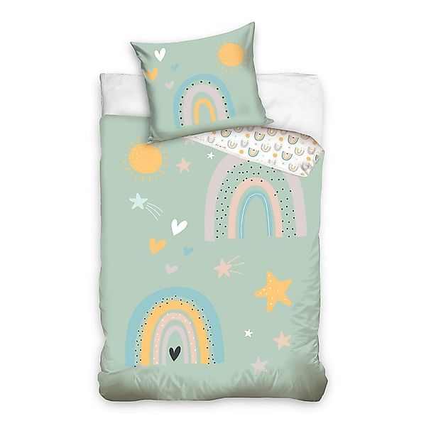MTOnlinehandel Kinderbettwäsche Regenbogen, Sterne & Sonne günstig online kaufen