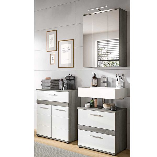 Badmöbel Set Badmöbelset 34 cm tief in modernem Design (dreiteilig) günstig online kaufen