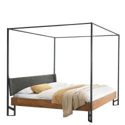 Himmelbett Holz und Metall im Industry und Loft Stil 200 cm hoch günstig online kaufen