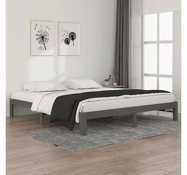 furnicato Bett Massivholzbett Grau 180x200 cm günstig online kaufen