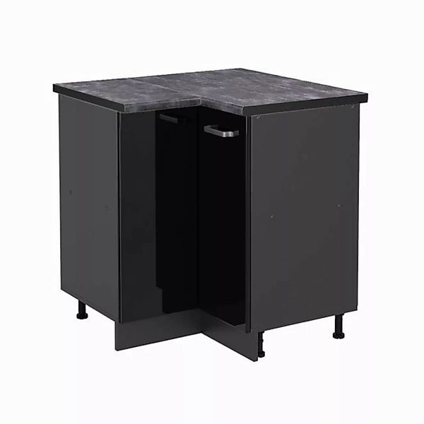 Vicco Eckunterschrank R-Line, Schwarz Hochglanz/Anthrazit, 75.6 cm, AP Anth günstig online kaufen