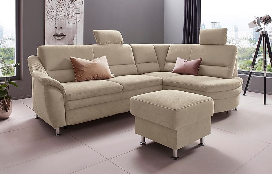 Places of Style Ecksofa "Cardoso L-Form", Federkern, wahlweise mit Bett, Sc günstig online kaufen