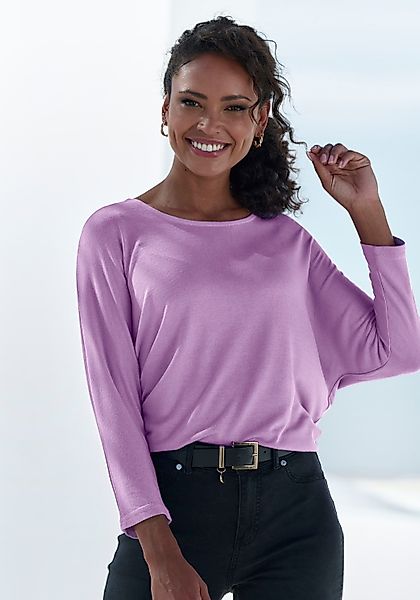 LASCANA 3/4-Arm-Shirt "aus leichter Feinstrickqualität", mit Fledermausärme günstig online kaufen